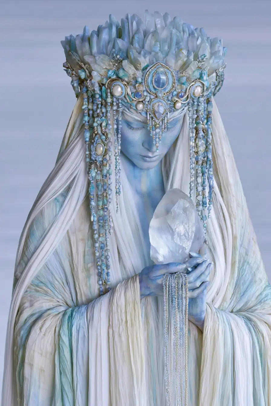Atlantische priesteres met kristal